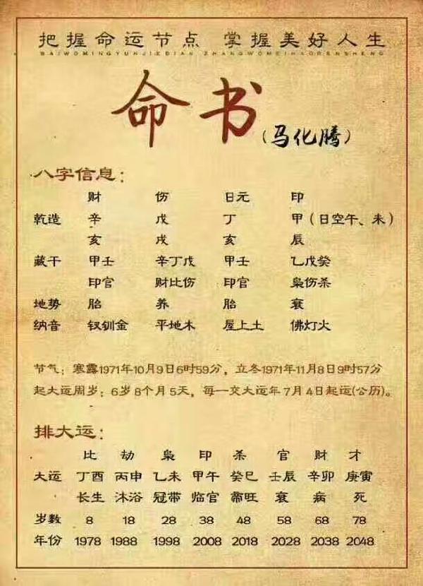 马化腾八字命理分析 马化腾的命理八字分析 精品算命网